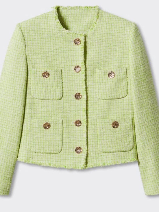 Mango Jackets & Blazers - Mango Lime Tweed Button-Front Jacket